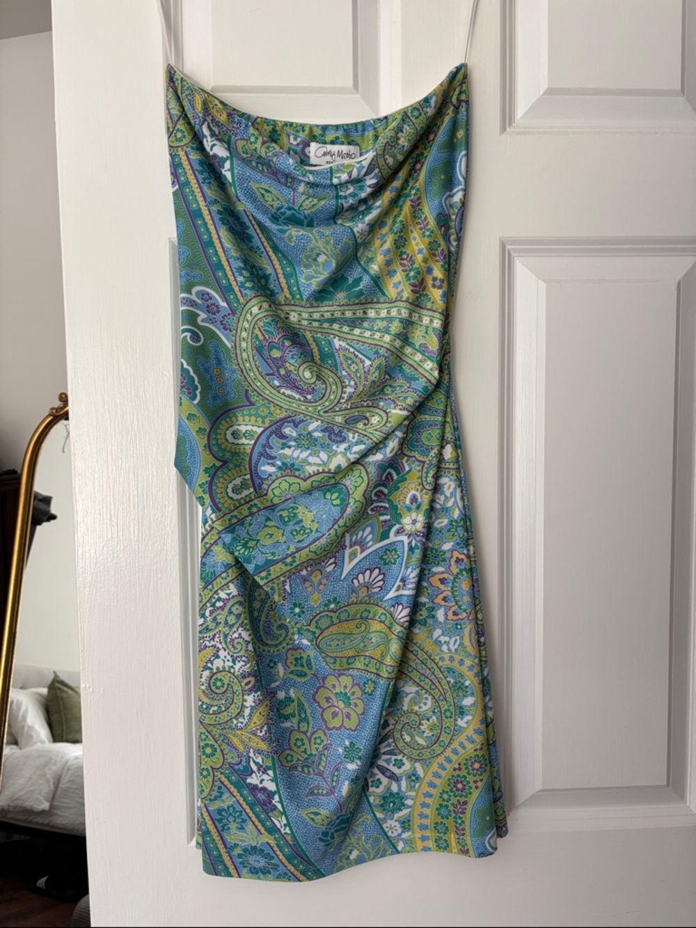 Cynthia Rowley Green-Blue Paisley Slip Dress